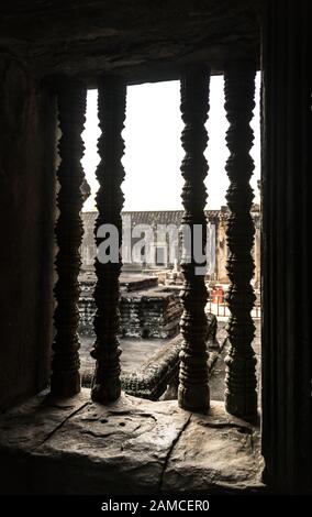 L'antico tempio di Ankor Wat in Cambogia Foto Stock