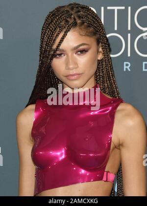 Los Angeles, Stati Uniti. 12th Gen 2020. Zendaya arriva al 25th Annual Critics' Choice Awards che si tiene al Barker Hangar di Santa Monica, California, domenica 12 gennaio 2020. (Foto Di Snanlee B. Mirador/Sipa Usa) Credito: Sipa Usa/Alamy Live News Foto Stock