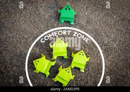 Uscire dal concetto di zona comfort Foto Stock