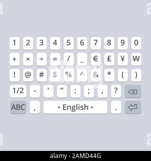 Tastiera vettoriale mobile per smartphone. Set di simboli Illustrazione Vettoriale