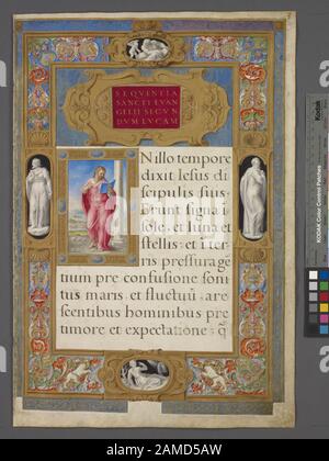 Piccola Miniatura Di San Luca Molto Elaborato Bordo A Cornice Con Statua Figure E Multi Disegni Colorati Apertura Del Testo Di Luca Elencati In De Ricci Seymour Il Censimento Di Medievale E