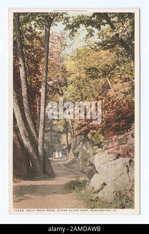 Split Rock Road Ethan Allen Park, Burlington, Vt Postcard numero di serie: 70468 Continua la serie 14000. Serie 70000 con grandi spazi di numerazione, può rappresentare alcune carte non numerate.; Split Rock Road Ethan Allen Park, Burlington, t. Foto Stock