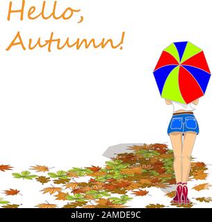 Illustrazione vettoriale della composizione autunnale. Struttura in foglie essiccate colorfull. Autunno, concetto di caduta. Illustrazione Vettoriale