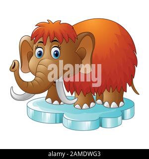 Cartoon mammoth permanente sulla floe Illustrazione Vettoriale