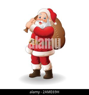Babbo Natale che porta big bag Illustrazione Vettoriale