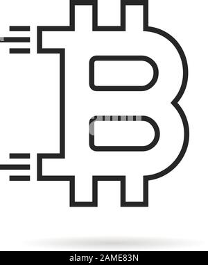icona di bitcoin a linea sottile nera come la valuta crittografica Illustrazione Vettoriale