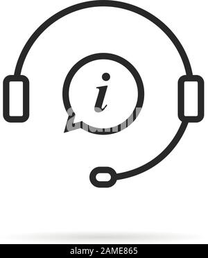 icona di supporto delle informazioni lineari isolata su sfondo bianco Illustrazione Vettoriale