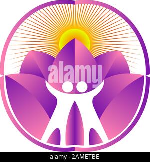 logo di yoga di coppia Foto Stock