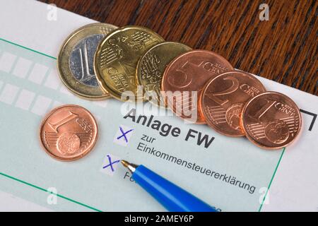 Anlage FW, Förderung des Wohneigentums, formulare, Steuererklärung Foto Stock