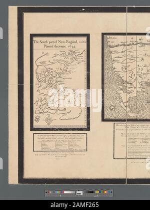 La parte sud del New-England, come è piantato questo yeare, 1634 rilievo mostrato pictorially. Include testo e riferimenti a luoghi sulle mappe. Mappatura della nazione (sovvenzione NEH, 2015-2018); la parte meridionale del New-England, come è piantato questo yeare, 1634 Foto Stock