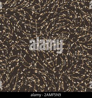 Disegno vettoriale di colore beige senza cuciture su uno sfondo marrone di gocce o schizzi rotondi. Struttura per tessuto o imballaggio, disegno per la stampa Illustrazione Vettoriale