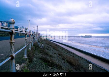 Blackpool il giorno degli inverni tempestosi Foto Stock