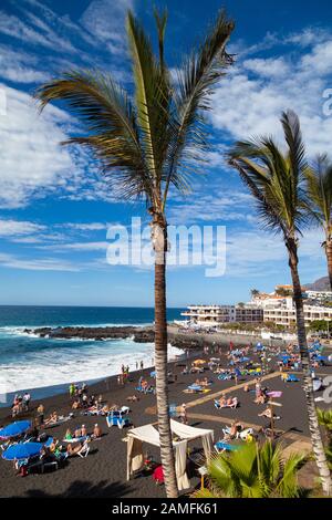 Da Playa la Arena Beach, Puerto de Santiago, Tenerife, Isole Canarie, Spagna Foto Stock