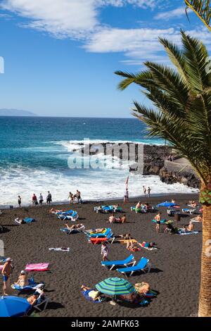 Da Playa la Arena Beach, Puerto de Santiago, Tenerife, Isole Canarie, Spagna Foto Stock