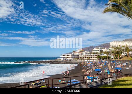 Da Playa la Arena Beach, Puerto de Santiago, Tenerife, Isole Canarie, Spagna Foto Stock