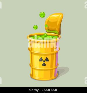 rifiuti tossici verdi in canna metallica Illustrazione Vettoriale