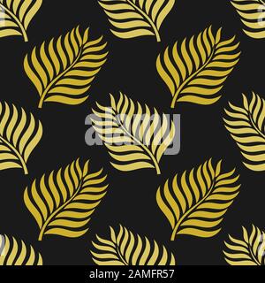 Il palmo dorato lascia il motivo senza cuciture. Illustrazione del vettore. Illustrazione Vettoriale
