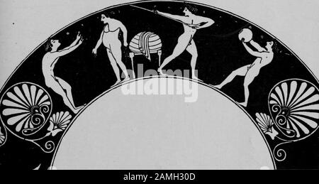 Illustrazione di quattro atleti greci che allenano, dal libro 'Greek Athletic Sports and Festivals' dell'autore E. Norman Gardiner, pubblicato da Macmillan and Co, 1910. Archivio Internet Gratuito. () Foto Stock