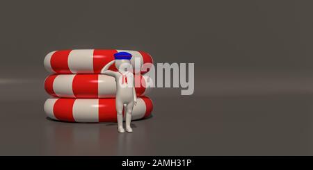 Anelli Navali e in gomma nel rendering 3d Foto Stock