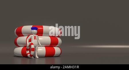 Anelli Navali e in gomma nel rendering 3d Foto Stock