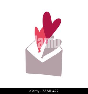 Involucro grigio con cuori rossi. Biglietto d'auguri di San Valentino. Illustrazione vettoriale EPS 10. Illustrazione Vettoriale