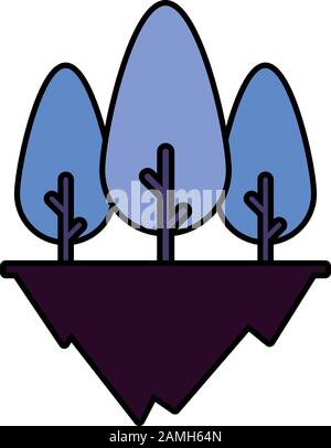 pianta dell'albero sopra il terreno in disegno vettoriale di fondo bianco dell'illustrazione Illustrazione Vettoriale