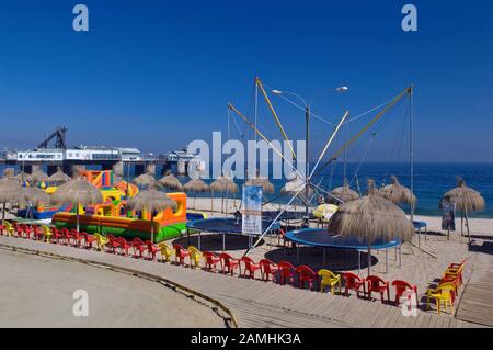 Avenida San Martin, Muelle Vergara, Spiaggia El Sol, Viña Del Mar, Cile Foto Stock