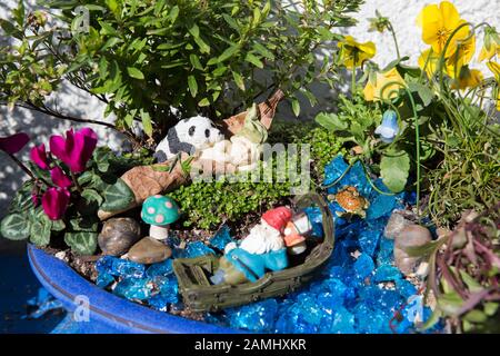 Piantatrice in miniatura da giardino fiabesco Foto Stock