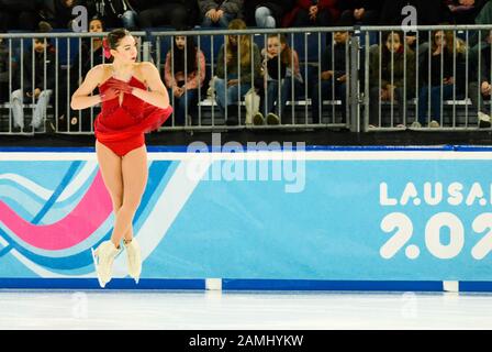 Losanna, Svizzera. 13th Gen 2020. Alessia Tornaghi della Georgia partecipa all'evento Women Single Skating Free Skating nell'ambito dei Giochi Olimpici invernali giovanili di Losanna Svizzera 2020. Credit: Christopher Levy/Zuma Wire/Alamy Live News Foto Stock