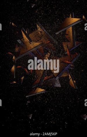 Sfondo futuristico astratto con particelle triangolari. rendering 3d Foto Stock