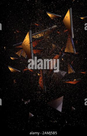 Sfondo futuristico astratto con particelle triangolari. rendering 3d Foto Stock