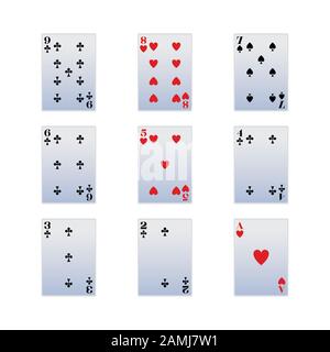 Icona carte da gioco su sfondo bianco, design colorato Illustrazione Vettoriale