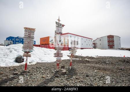 Stazione Grande Muraglia, Chinare, Isole South Shetland, Antartide Foto Stock