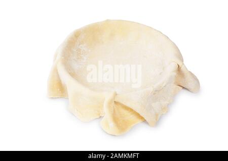 Studio shot di pasta in preparazione per fare una torta tagliata su uno sfondo bianco - John Gollop Foto Stock