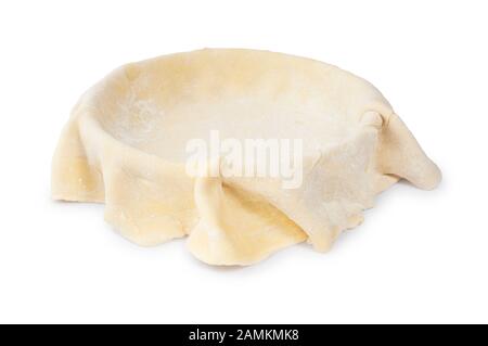 Studio shot di pasta in preparazione per fare una torta tagliata su uno sfondo bianco - John Gollop Foto Stock