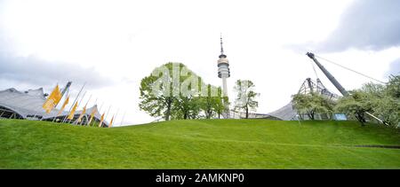 Il Parco Olimpico di Monaco, uno dei luoghi per il Kirchentag Ecumenico 2nd. [traduzione automatizzata] Foto Stock