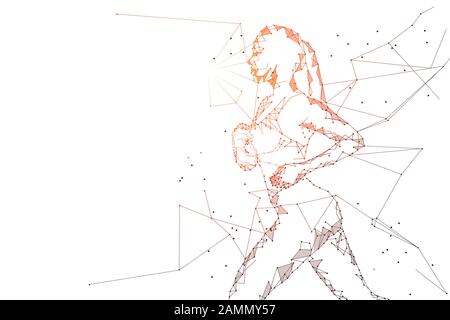 Immagine di donna in corsa fatta di triangoli e linee Foto Stock