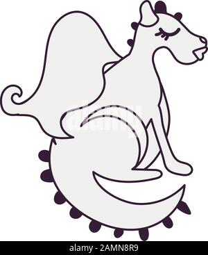 Dragon bestia da favola icona carattere Illustrazione Vettoriale