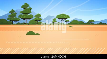 deserto australiano natura selvaggia paesaggio sfondo orizzontale vettore illustrazione Illustrazione Vettoriale