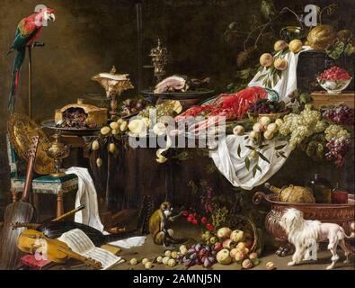 Adriaen van Utrecht, pittura, Banquet Still Life, 1644 Foto Stock