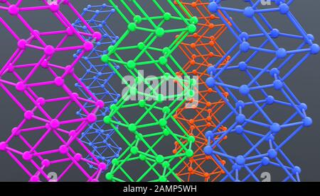 Grafene. Crystal Lattice 3d Rendering Foto Stock