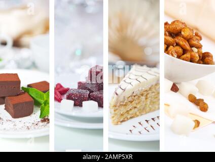Collage di diversi deliziosi dessert Foto Stock