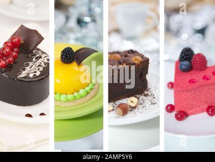 Collage di diversi deliziosi dessert Foto Stock