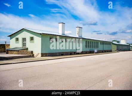 Prigione di campo con terreno di raccolta, memoriale di campo di concentramento, campo di concentramento Mauthausen, Mauthausen, Austria superiore, Austria Foto Stock