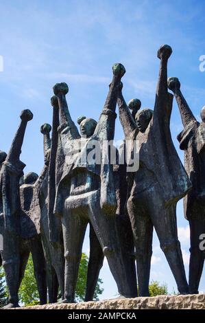 Monumento ungherese nel parco monumento, memoriale del campo di concentramento, campo di concentramento Mauthausen, Mauthausen, Austria superiore, Austria Foto Stock