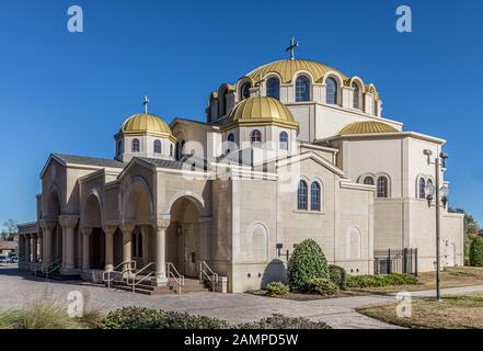 Columbia, SC, USA-8 GENNAIO 2010: L'elegante chiesa ortodossa greca della Santissima Trinità, in Sumter St. Nel centro cittadino. Foto Stock