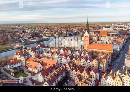 Vista aerea di Elblag nella città vecchia Foto Stock