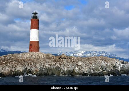 Les Eclaireurs Faro Les Éclaireurs, Ushuaia, Tierra del Fuego (terra di fuoco), Argentina, Sud America Foto Stock