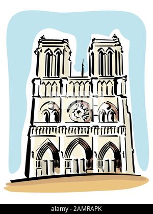 Illustrazione di Notre Dame de Paris. Foto Stock