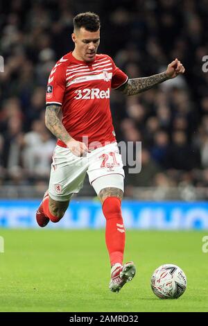 Londra, Regno Unito. 14th Gen 2020. Marvin Johnson di Middlesbrough in azione. The Emirates fa Cup, 3rd round replay match, Tottenham Hotspur v Middlesbrough al Tottenham Hotspur Stadium di Londra martedì 14th gennaio 2020. Questa immagine può essere utilizzata solo per scopi editoriali. Solo uso editoriale, licenza richiesta per uso commerciale. Nessun uso nelle scommesse, nei giochi o in un singolo club/campionato/player publications . pic by Steffan Bowen/Andrew Orchard sports photography/Alamy Live News Credit: Andrew Orchard sports photography/Alamy Live News Foto Stock